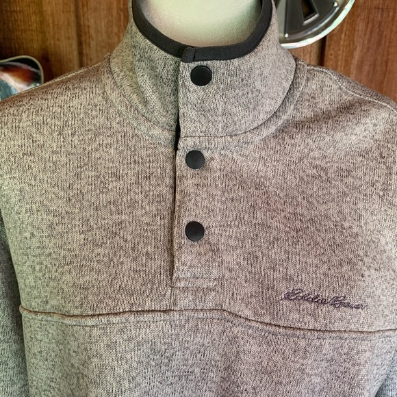 Eddie Bauer Gray Radiator Fleece Quarter Snap Button Pullover Size XL - Picture 5 of 12